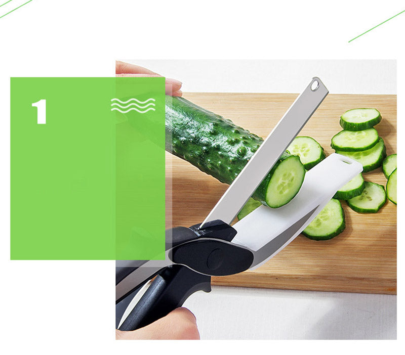 2-in-1 Clever Cutter Kitchen Scissors – Quick & Easy Vegetable Prep