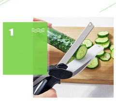 2-in-1 Clever Cutter Kitchen Scissors – Quick & Easy Vegetable Prep